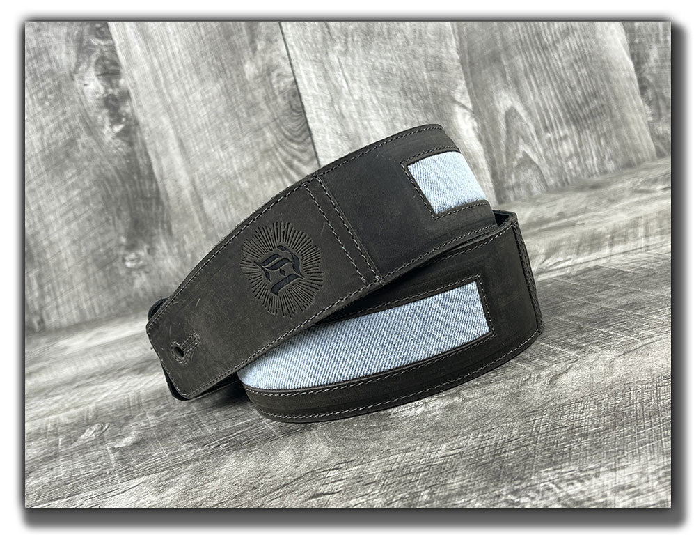 Denim - Aged Steel Leather Guitar Strap - Numbered Limited Edition
