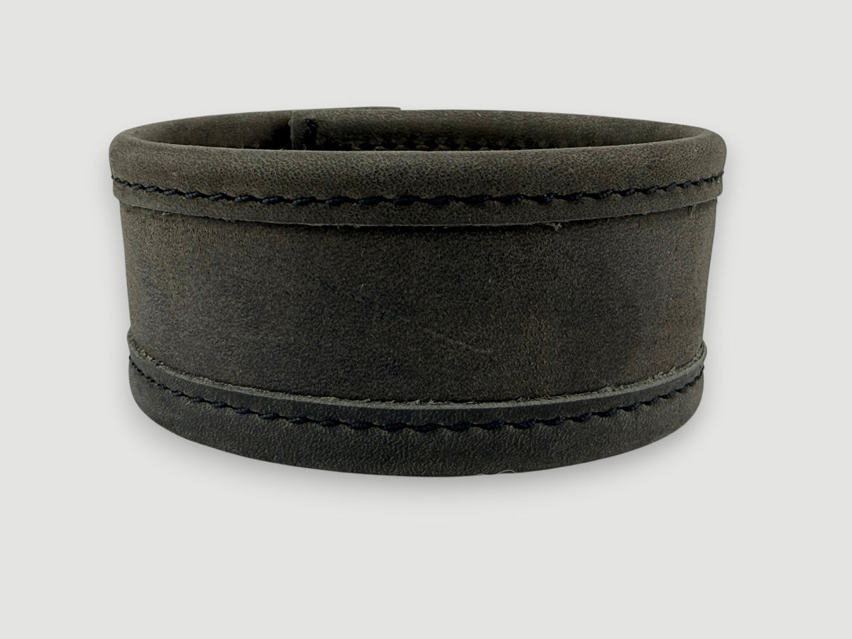 Flange - Aged Steel Leather Cuff