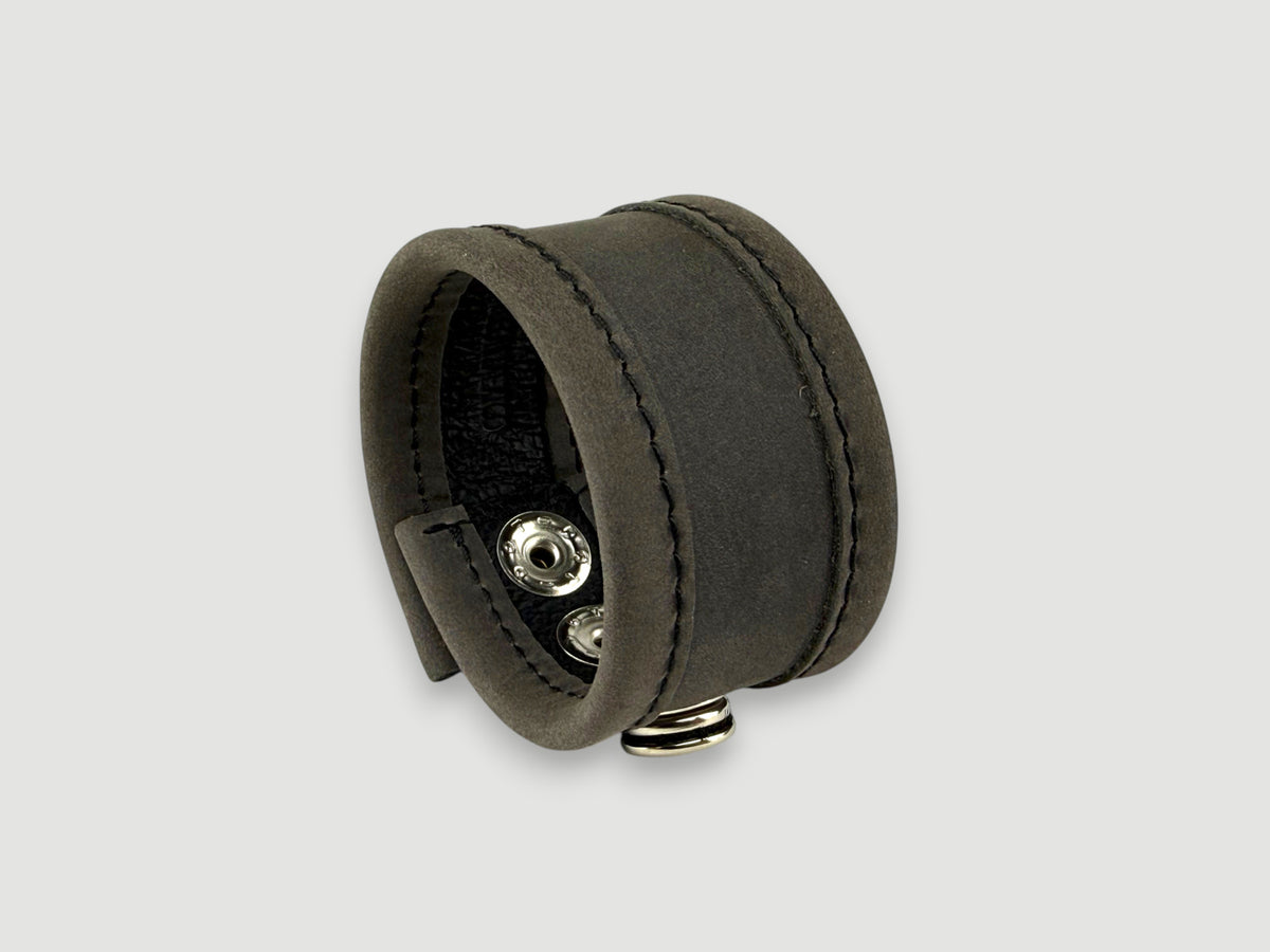 Flange - Aged Steel Leather Cuff