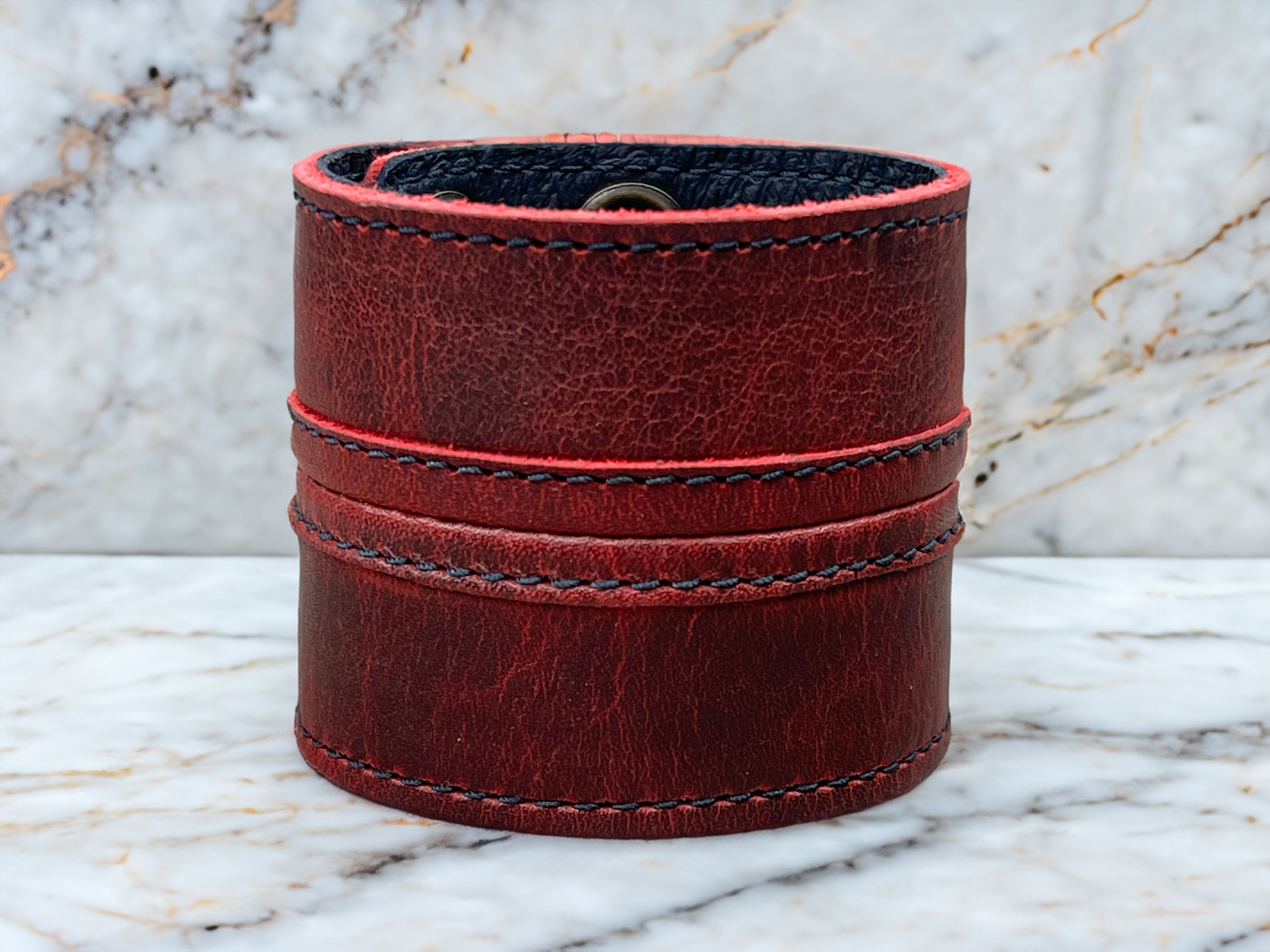 Straight Up - Canyon Rouge Leather Cuff
