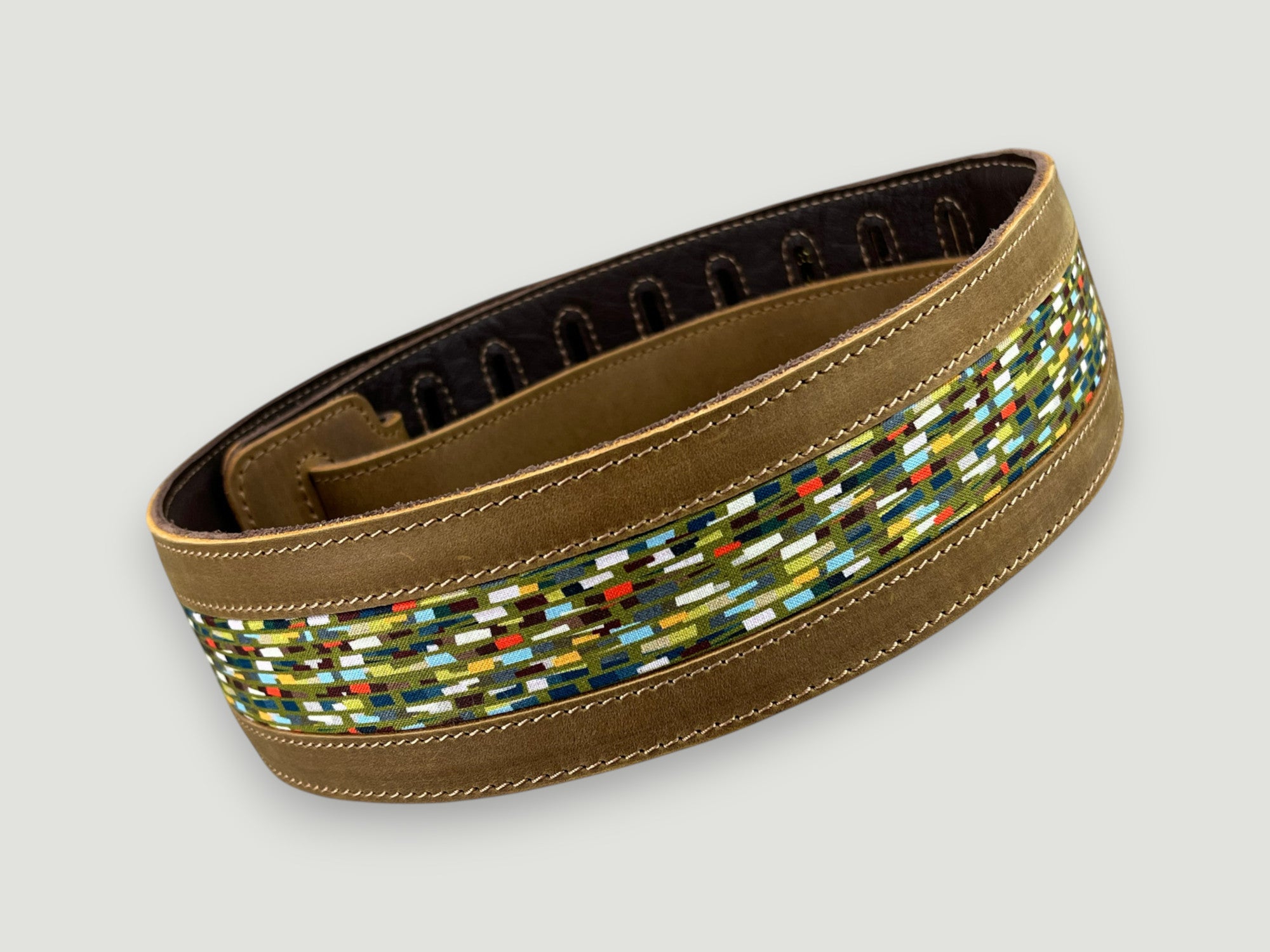 Abstraction - Tobacco Leather Guitar Strap - Numbered Limited Edition