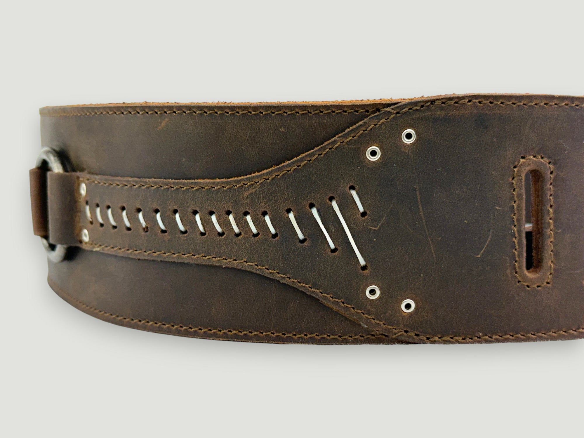No Quarter - Whiskey Brown Leather Guitar Strap