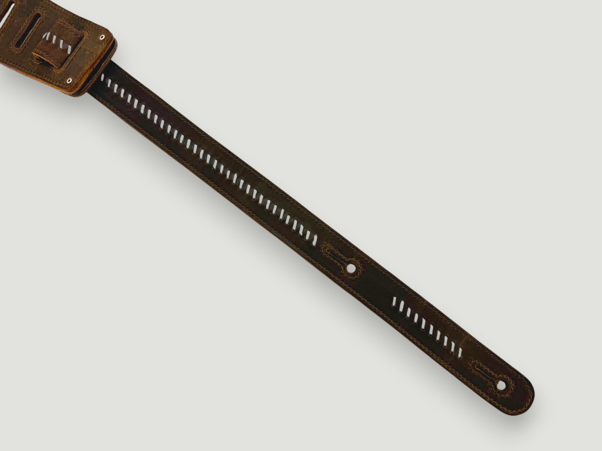 No Quarter - Whiskey Brown Leather Guitar Strap