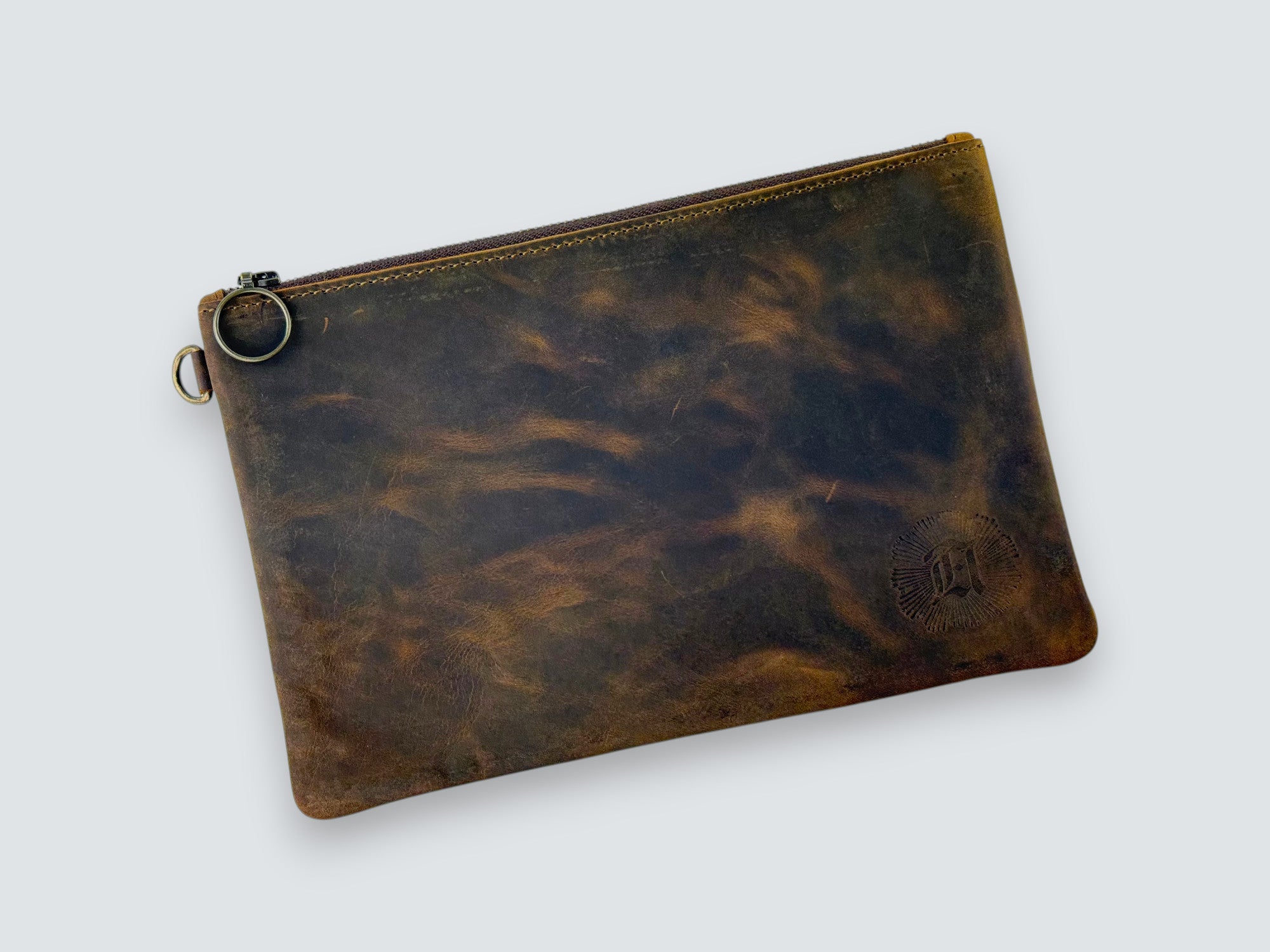 Leather Zipper Pouch - Whiskey Brown