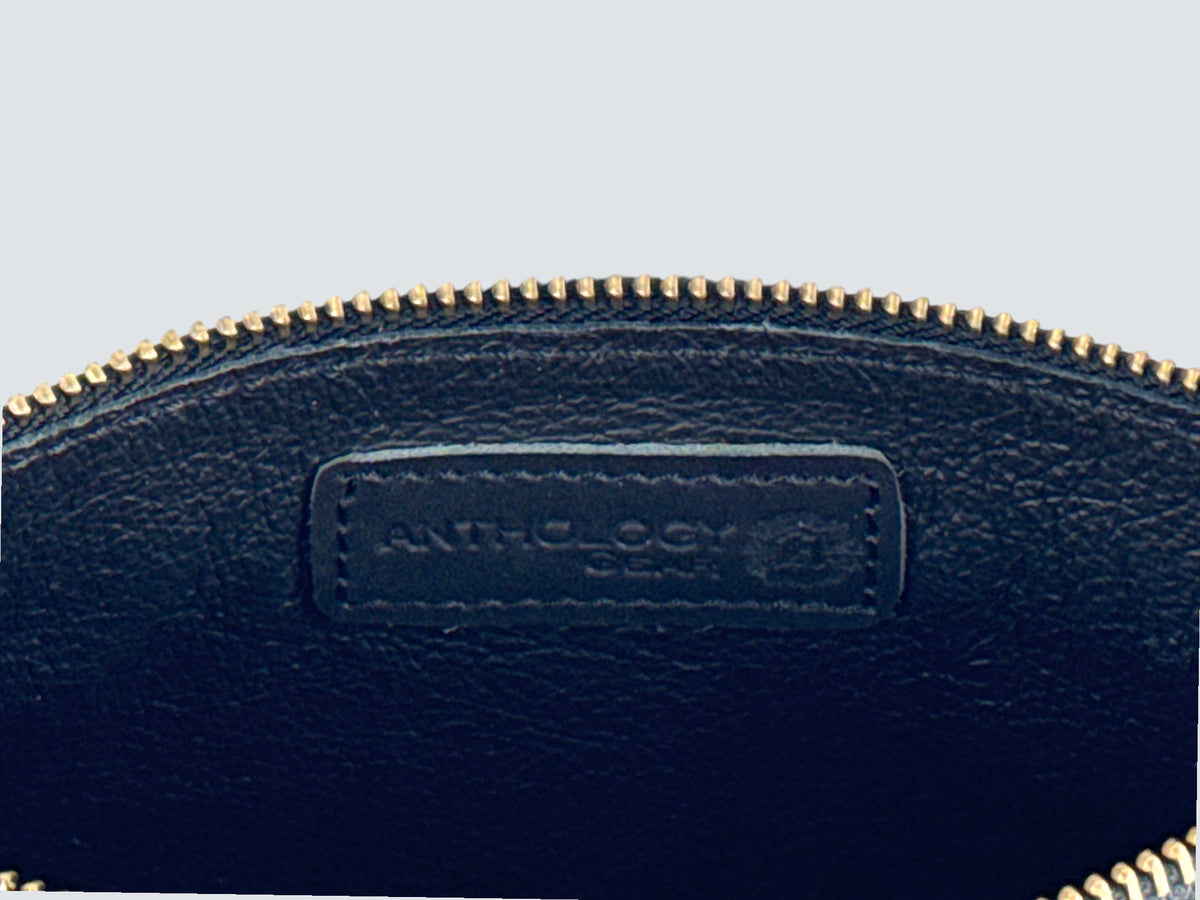Leather Zipper Pouch - Carbon Black