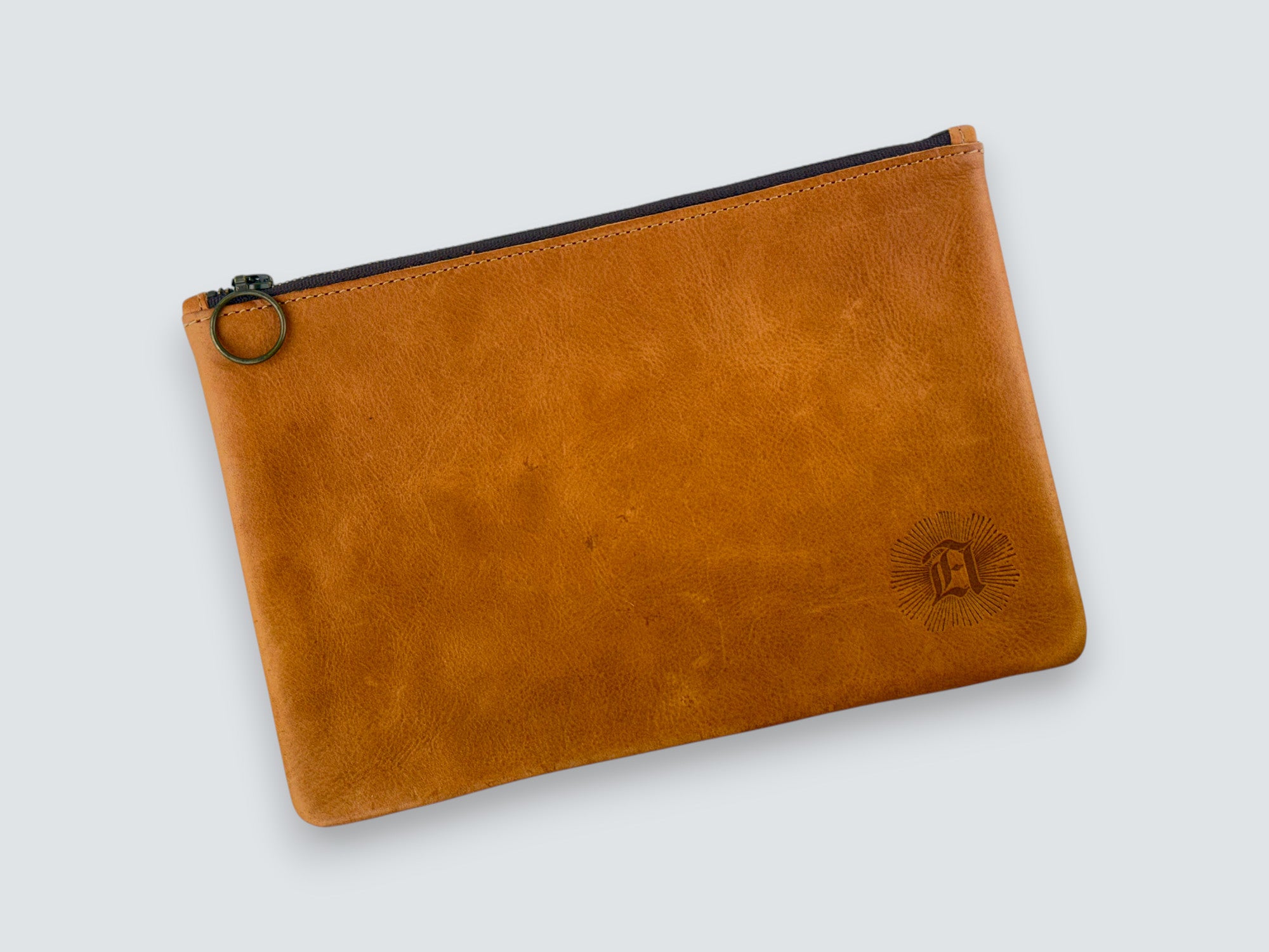 Leather Zipper Pouch - Pecan Vegetable-Tanned