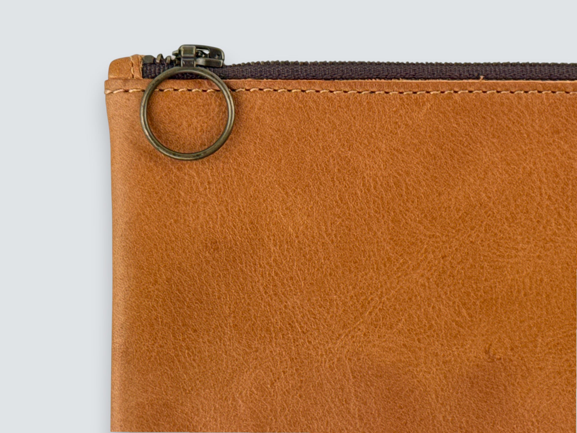 Leather Zipper Pouch - Pecan Vegetable-Tanned