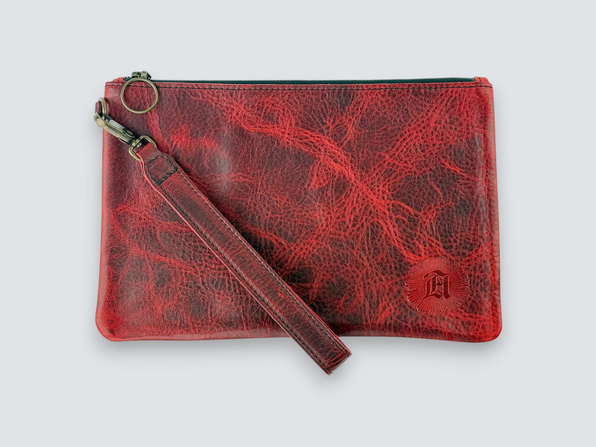Leather Zipper Pouch - Canyon Rouge