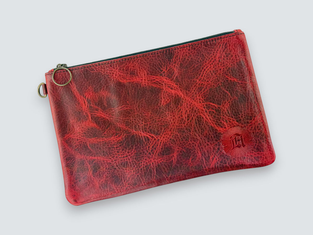 Leather Zipper Pouch - Canyon Rouge