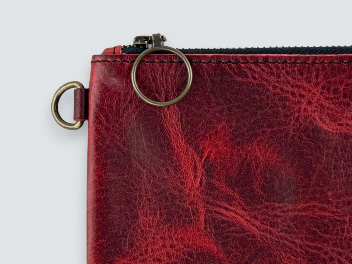 Leather Zipper Pouch - Canyon Rouge