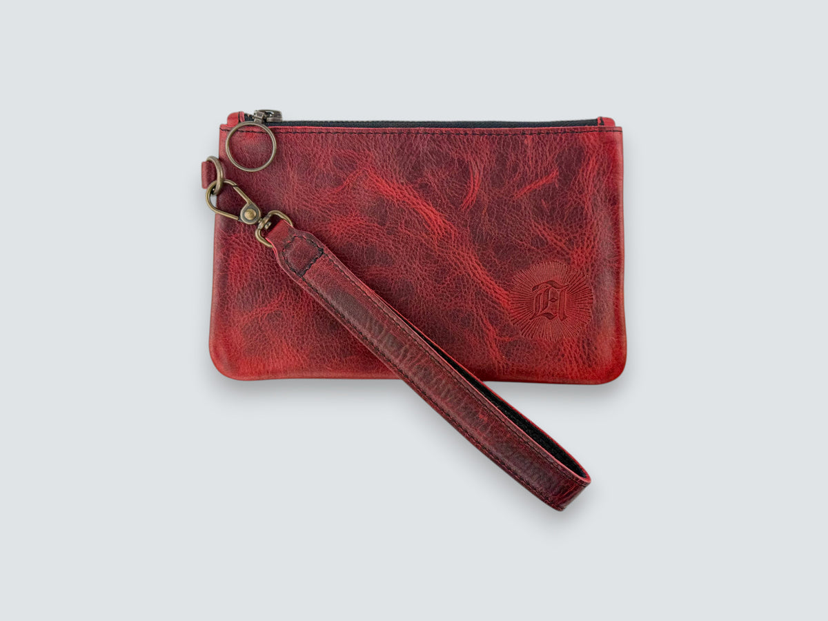 Leather Zipper Pouch - Canyon Rouge
