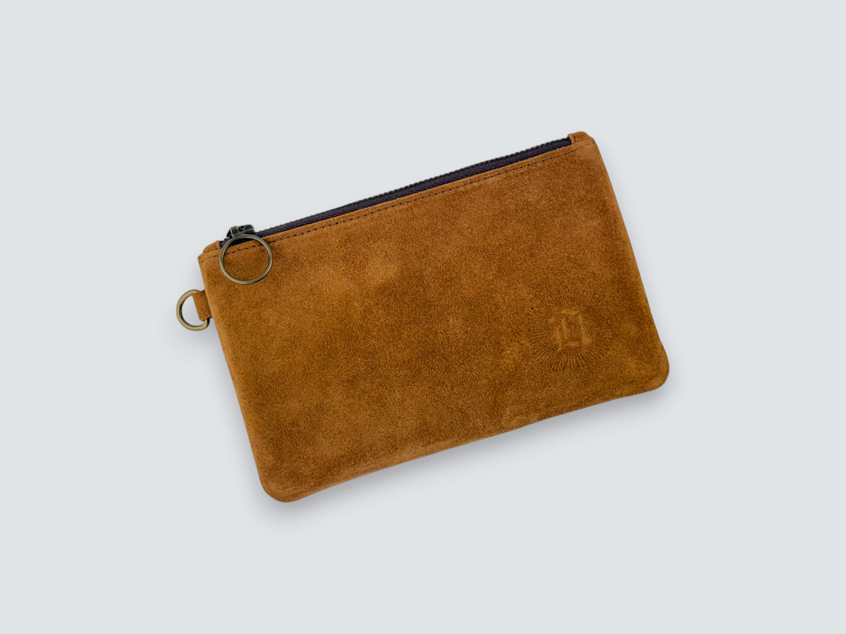 Leather Zipper Pouch - Sienna Suede