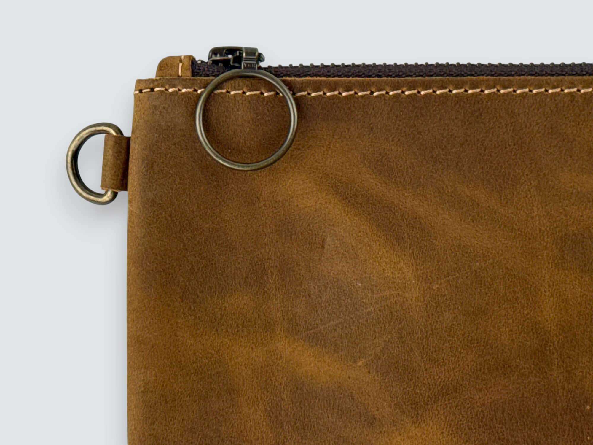 Leather Zipper Pouch - Tobacco