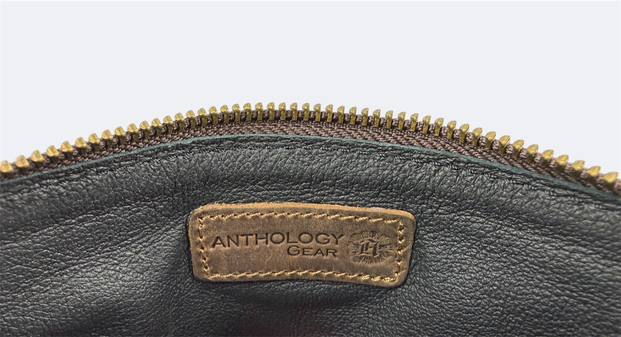 Leather-Lined Textile Zipper Pouch - Java