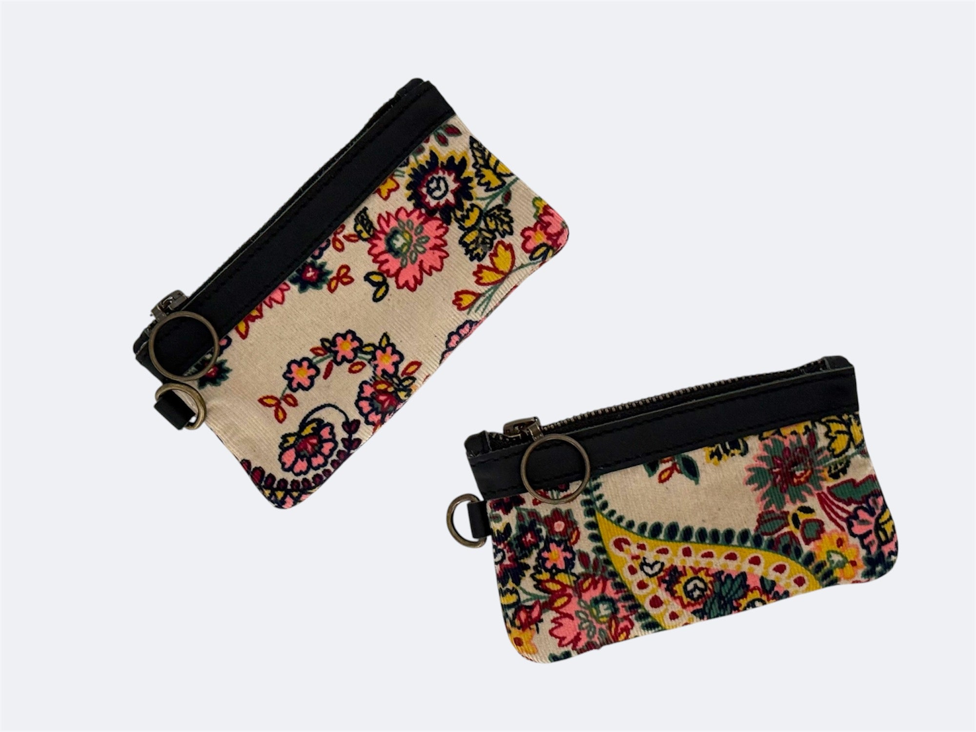 Leather-Lined Textile Zipper Pouch - Frida