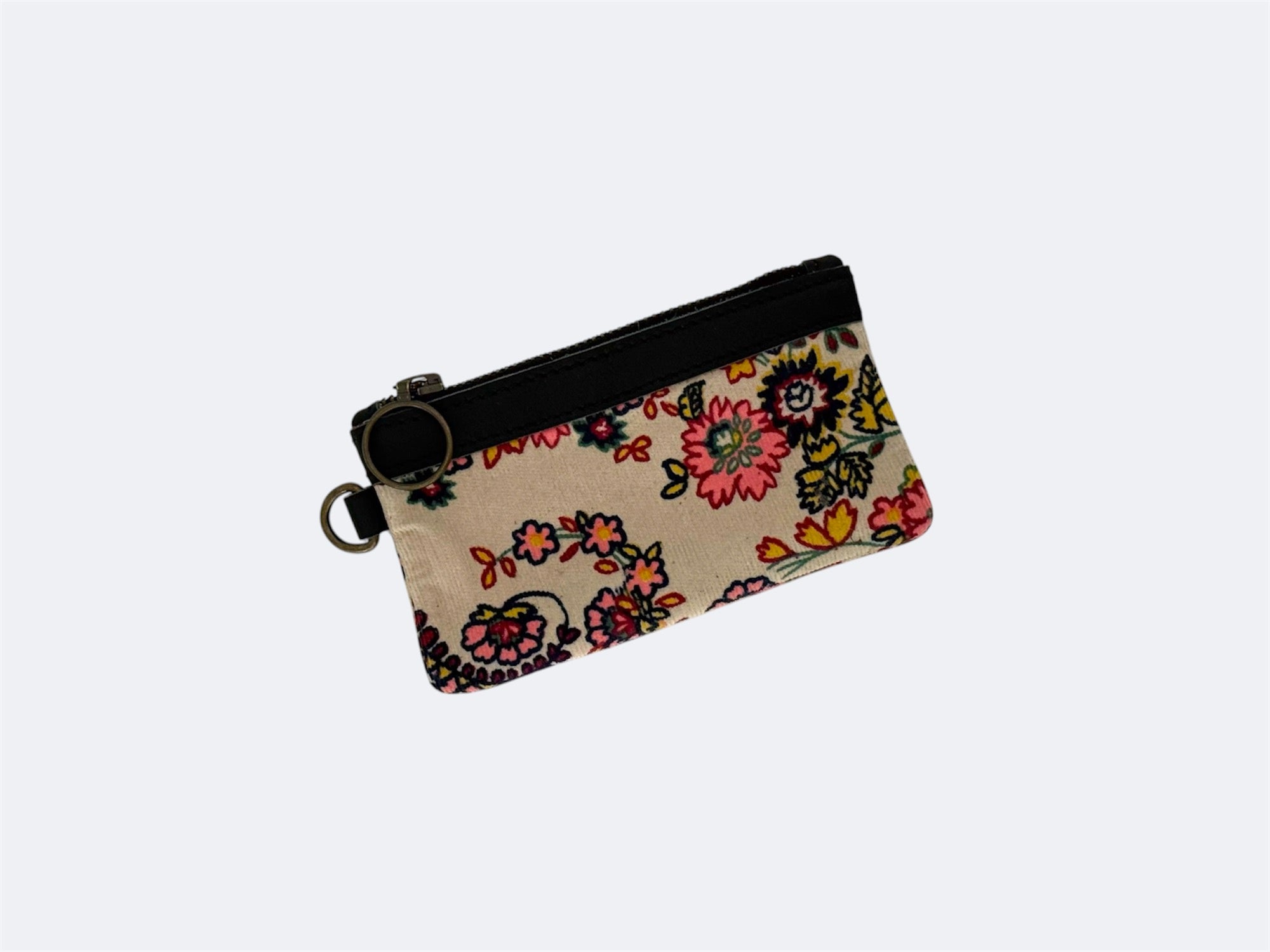 Leather-Lined Textile Zipper Pouch - Frida