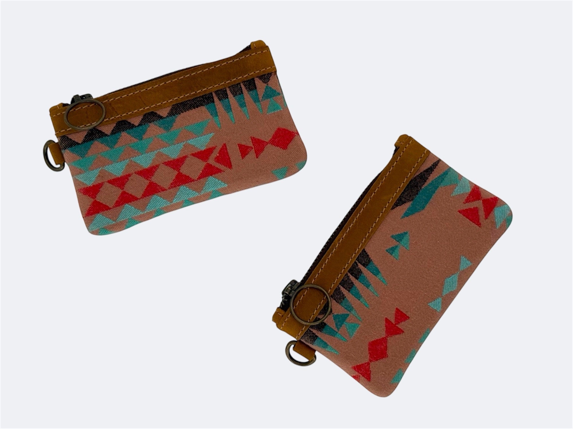 Leather-Lined Textile Zipper Pouch - Painted Hills