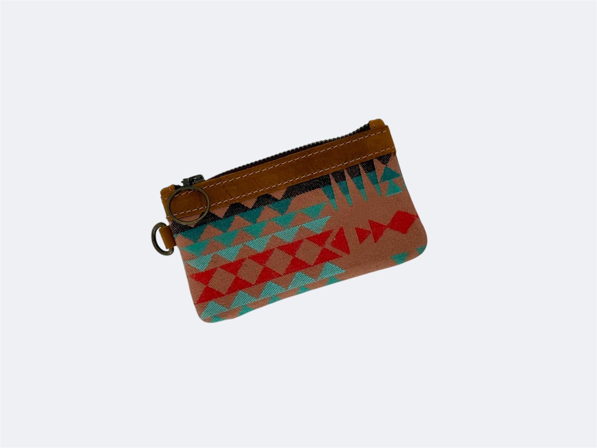 Leather-Lined Textile Zipper Pouch - Painted Hills