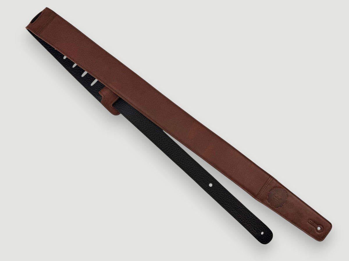 The Reticent - Relic Cognac Leather Guitar Strap