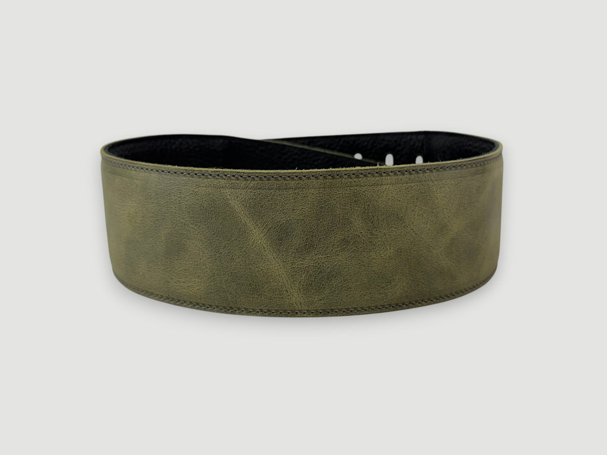 The Reticent - Relic Green Leather Guitar Strap