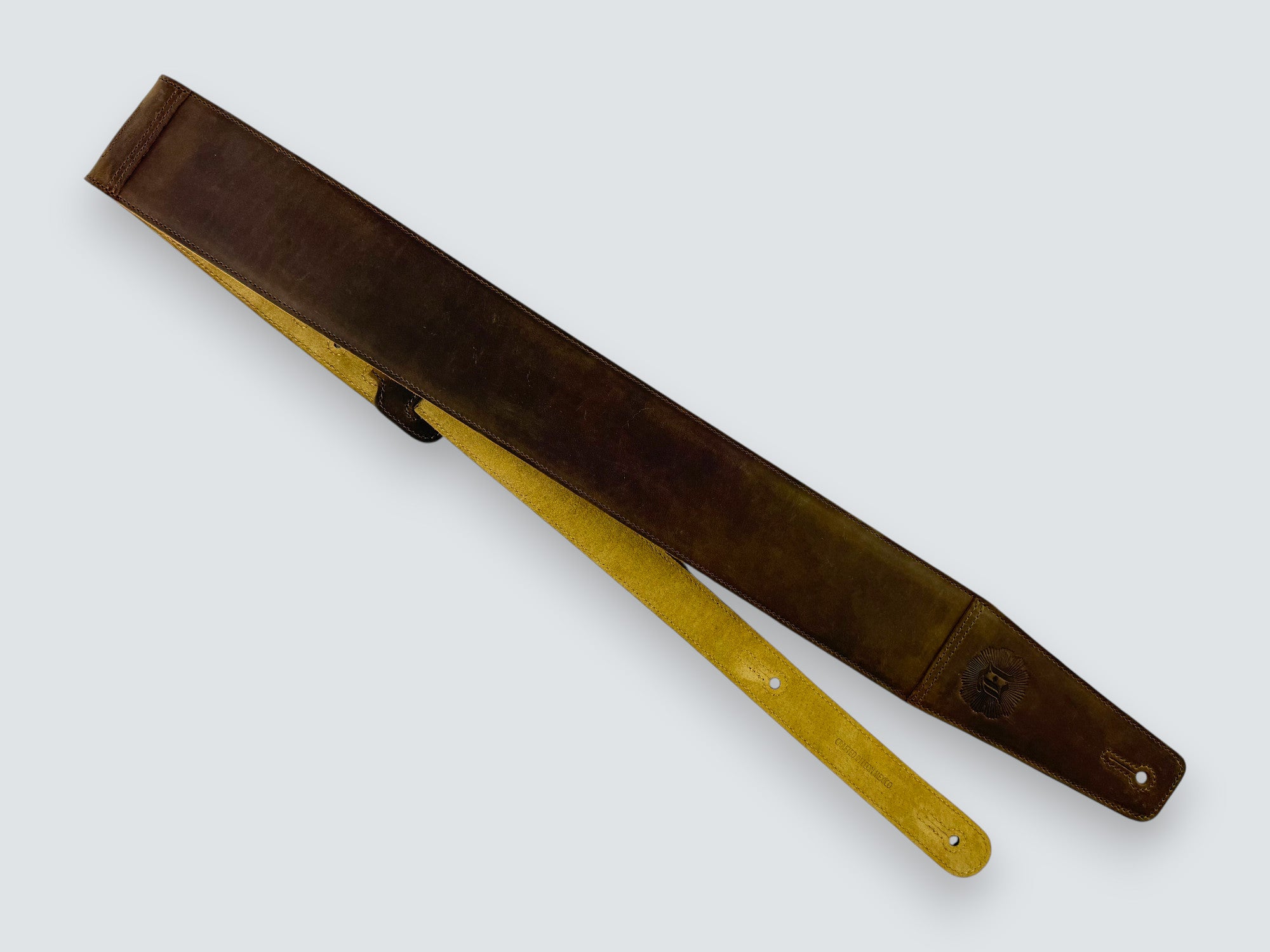 The Reticent - Suede-Back Whiskey Brown Leather Guitar Strap