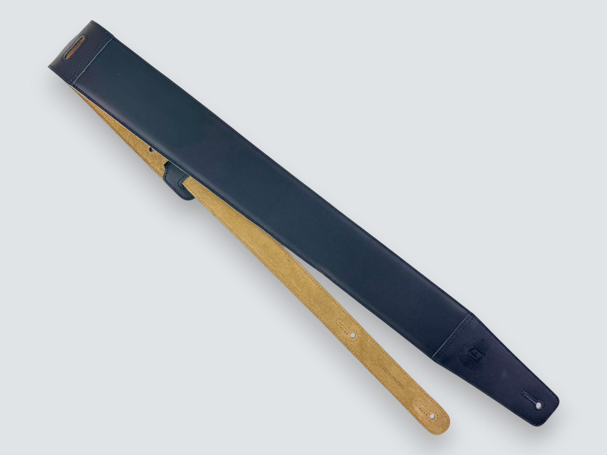 The Reticent - Suede-Back Carbon Black Leather Guitar Strap