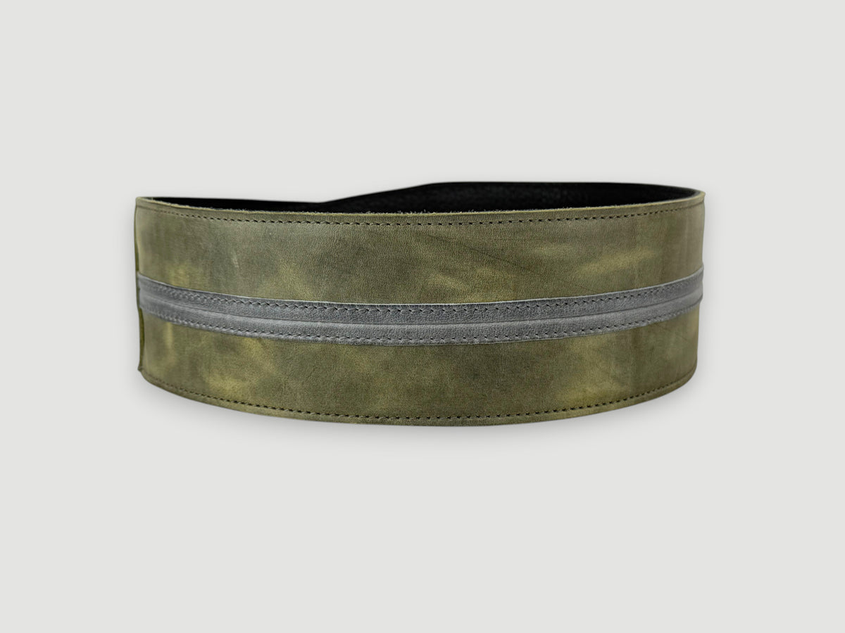 Straight Up - Relic Sage with Slate Stripe Leather Guitar Strap