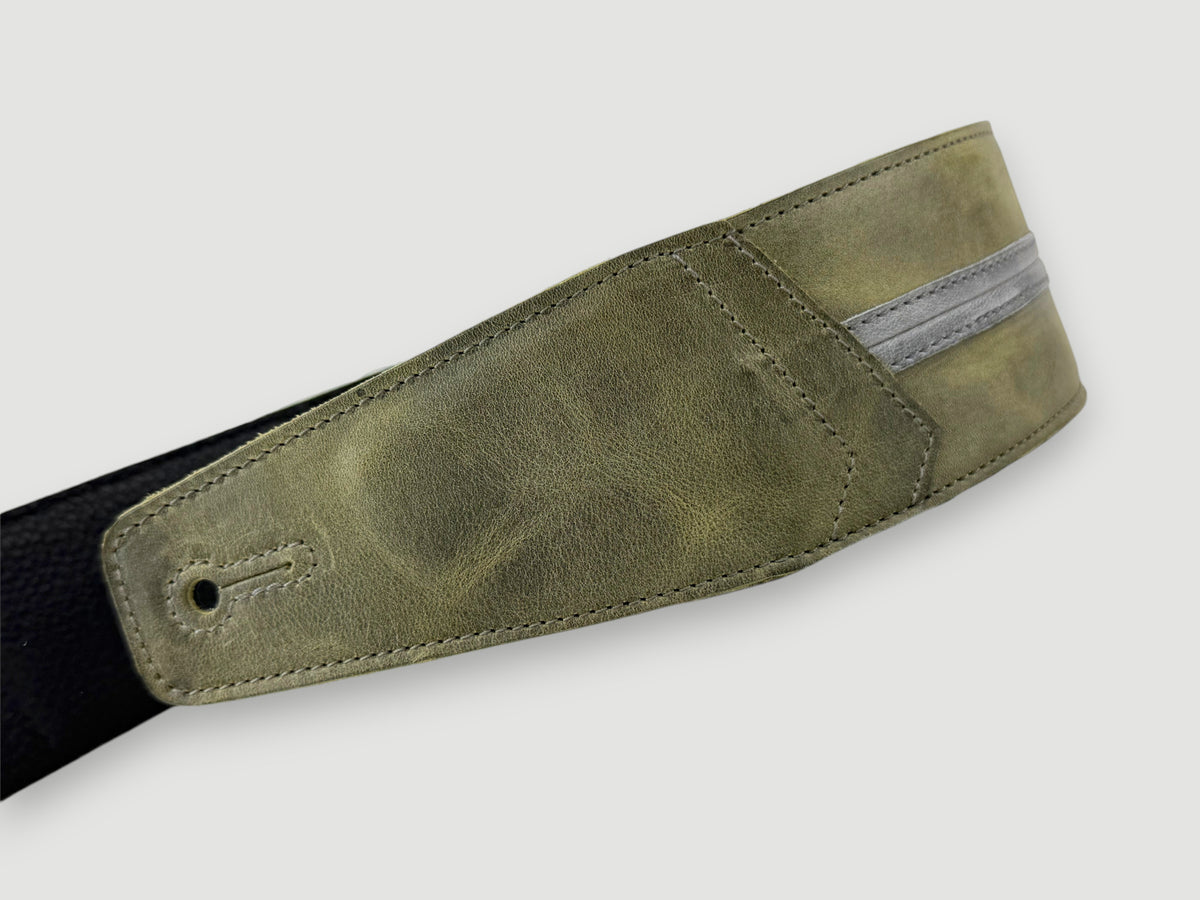 Straight Up - Relic Sage with Slate Stripe Leather Guitar Strap