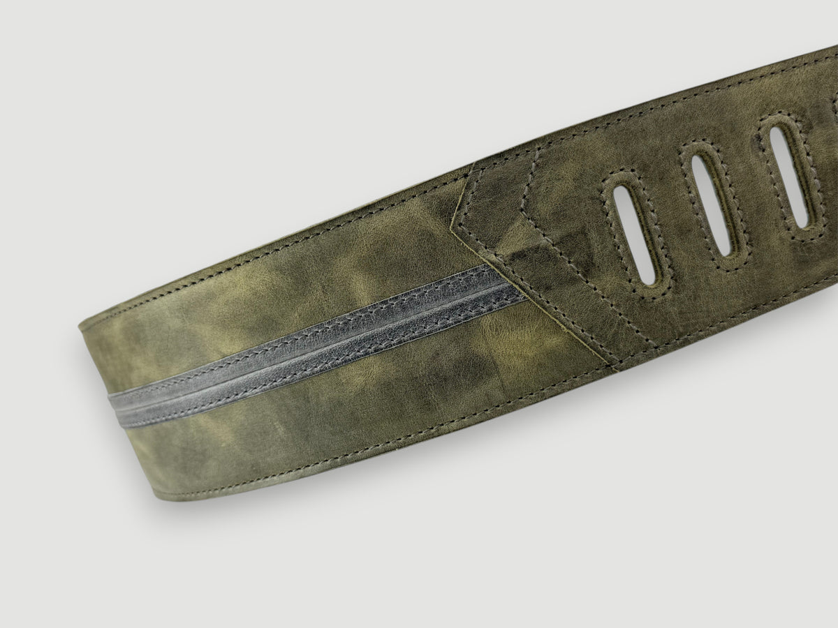 Straight Up - Relic Sage with Slate Stripe Leather Guitar Strap