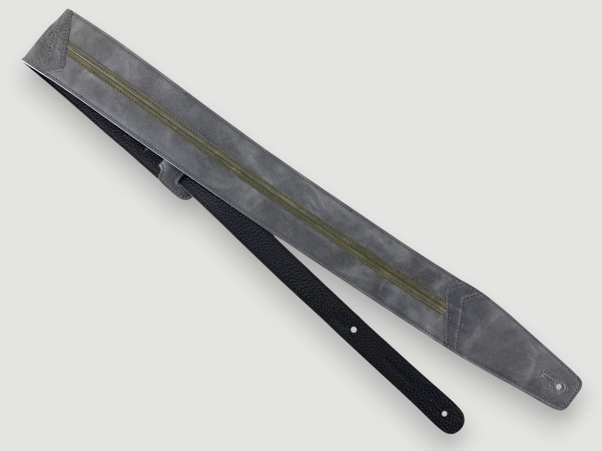 Straight Up - Relic Slate with Sage Stripe Leather Guitar Strap