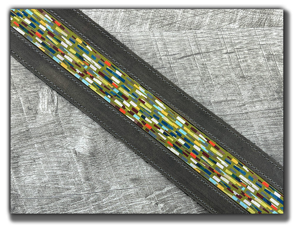 Abstraction - Aged Steel Leather Guitar Strap - Numbered Limited Edition