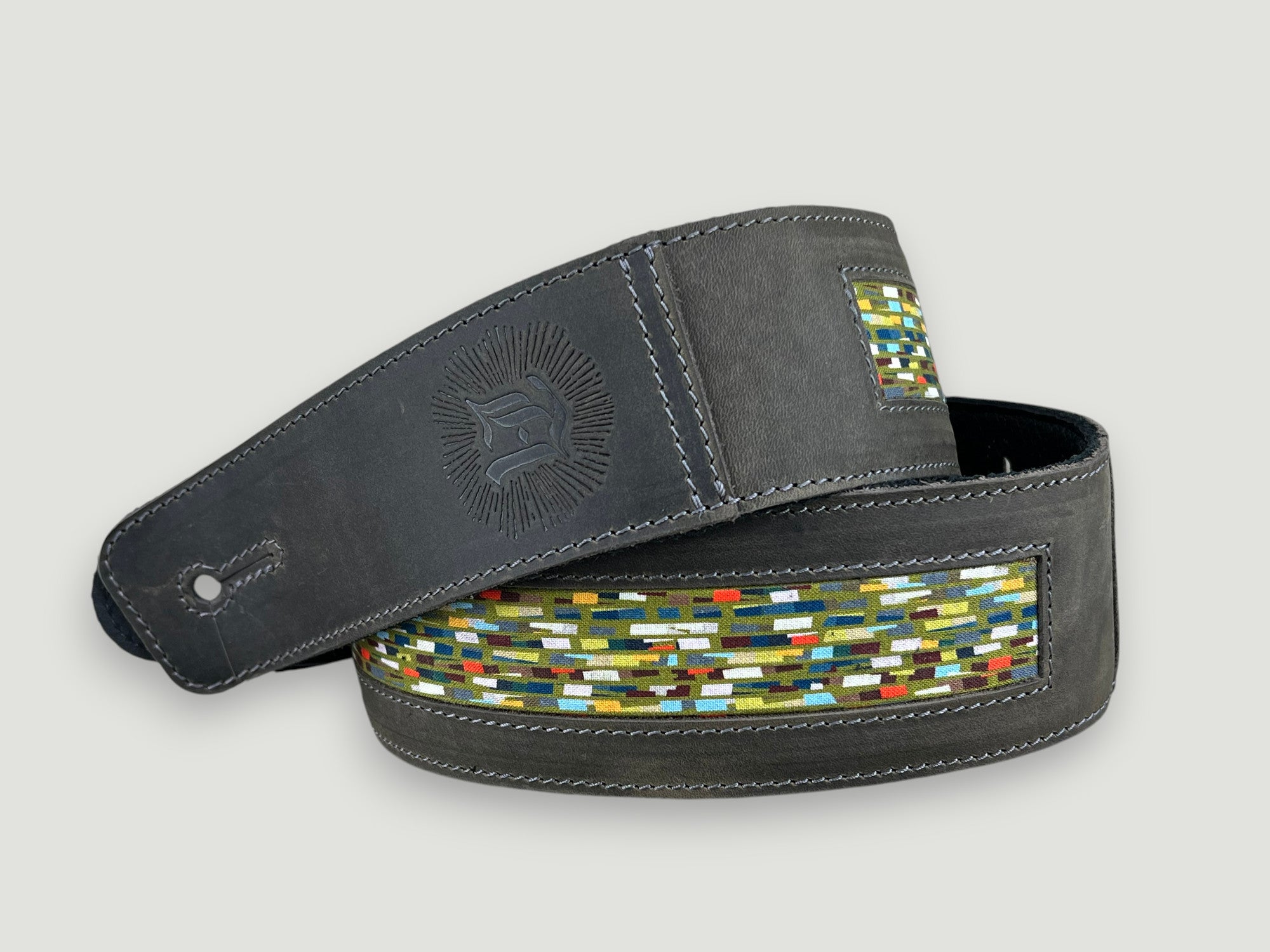 Abstraction - Aged Steel Leather Guitar Strap - Numbered Limited Edition
