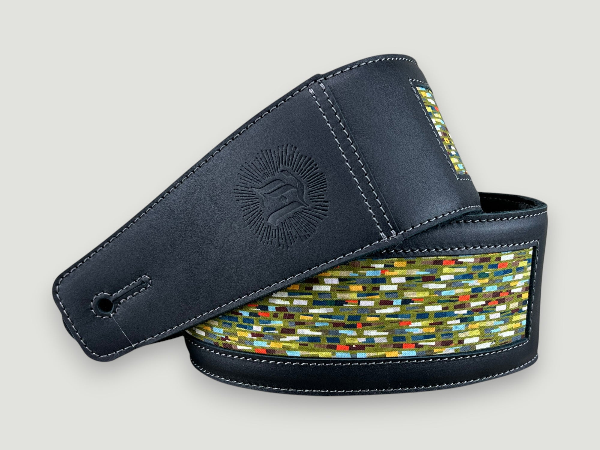 Abstraction - Carbon Black Leather Guitar Strap - Numbered Limited Edition