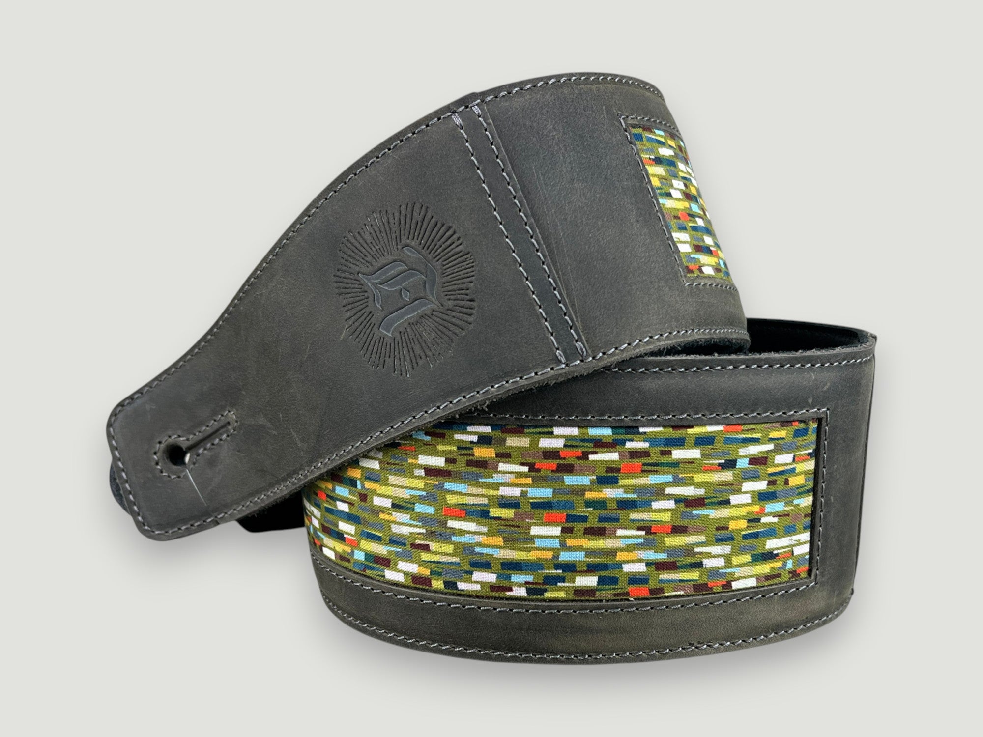 Abstraction - Aged Steel Leather Guitar Strap - Numbered Limited Edition