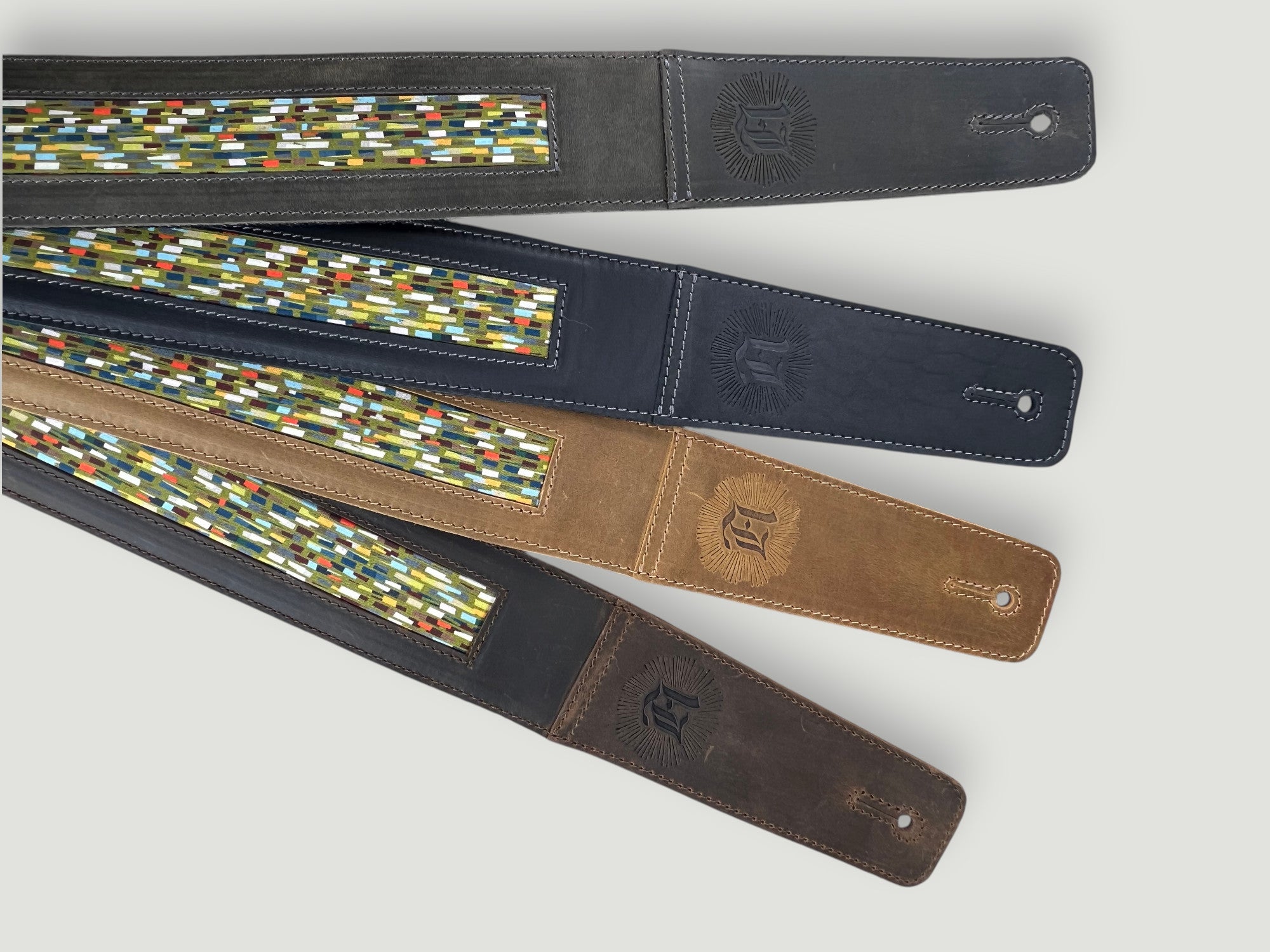 Abstraction - Aged Steel Leather Guitar Strap - Numbered Limited Edition