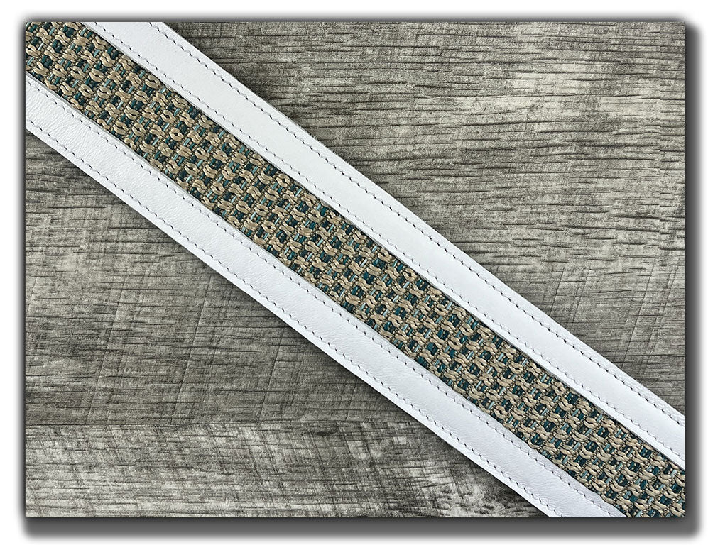 Aquarius - White Leather Guitar Strap - Numbered Limited Edition