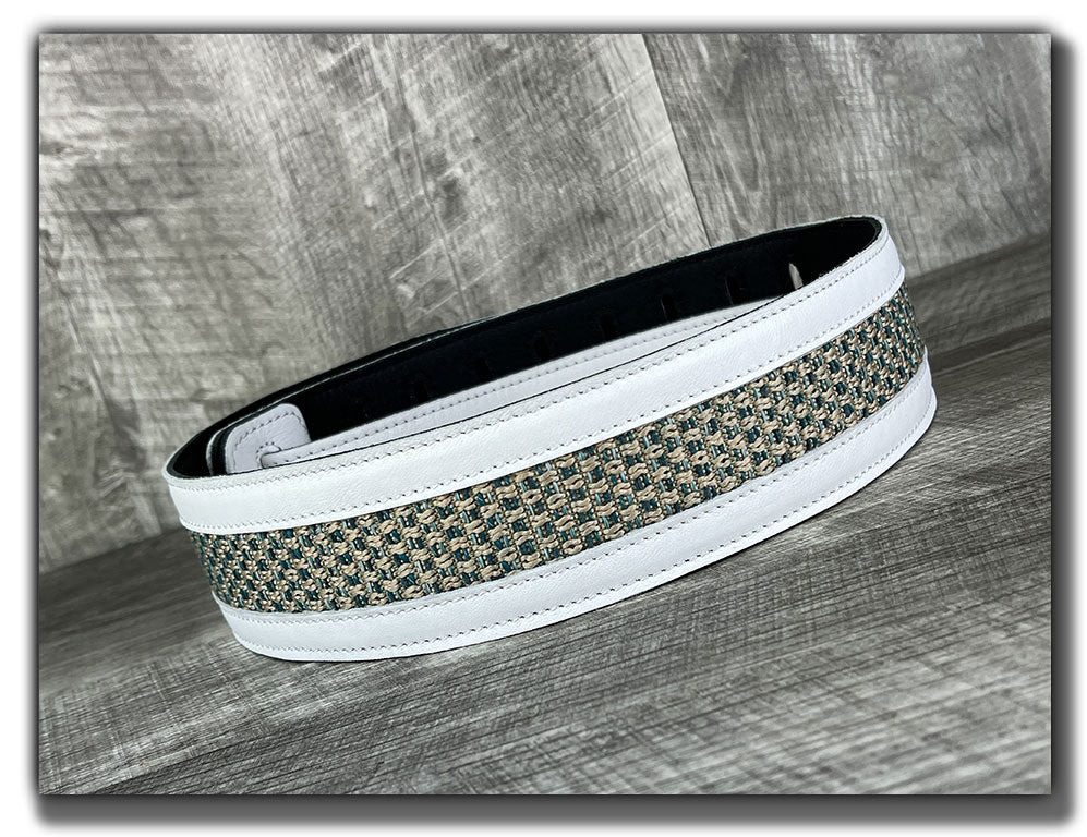 Aquarius - White Leather Guitar Strap - Numbered Limited Edition