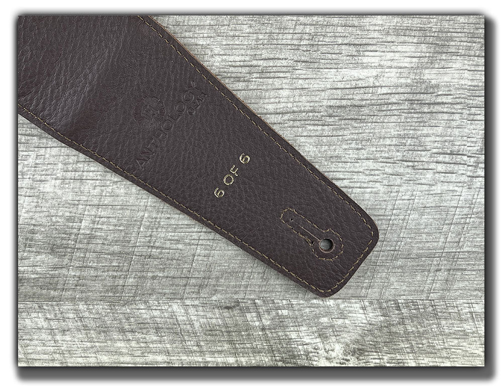 Aquarius - Whiskey Brown Leather Guitar Strap - Numbered Limited Edition