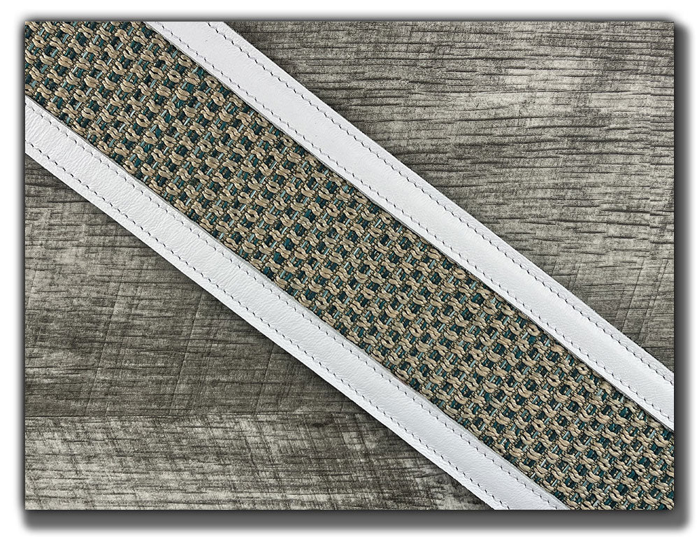 Aquarius - White Leather Guitar Strap - Numbered Limited Edition