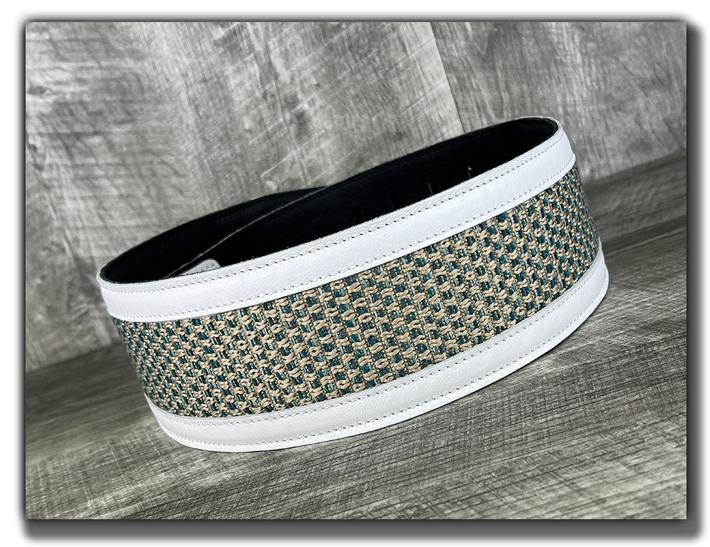 Aquarius - White Leather Guitar Strap - Numbered Limited Edition