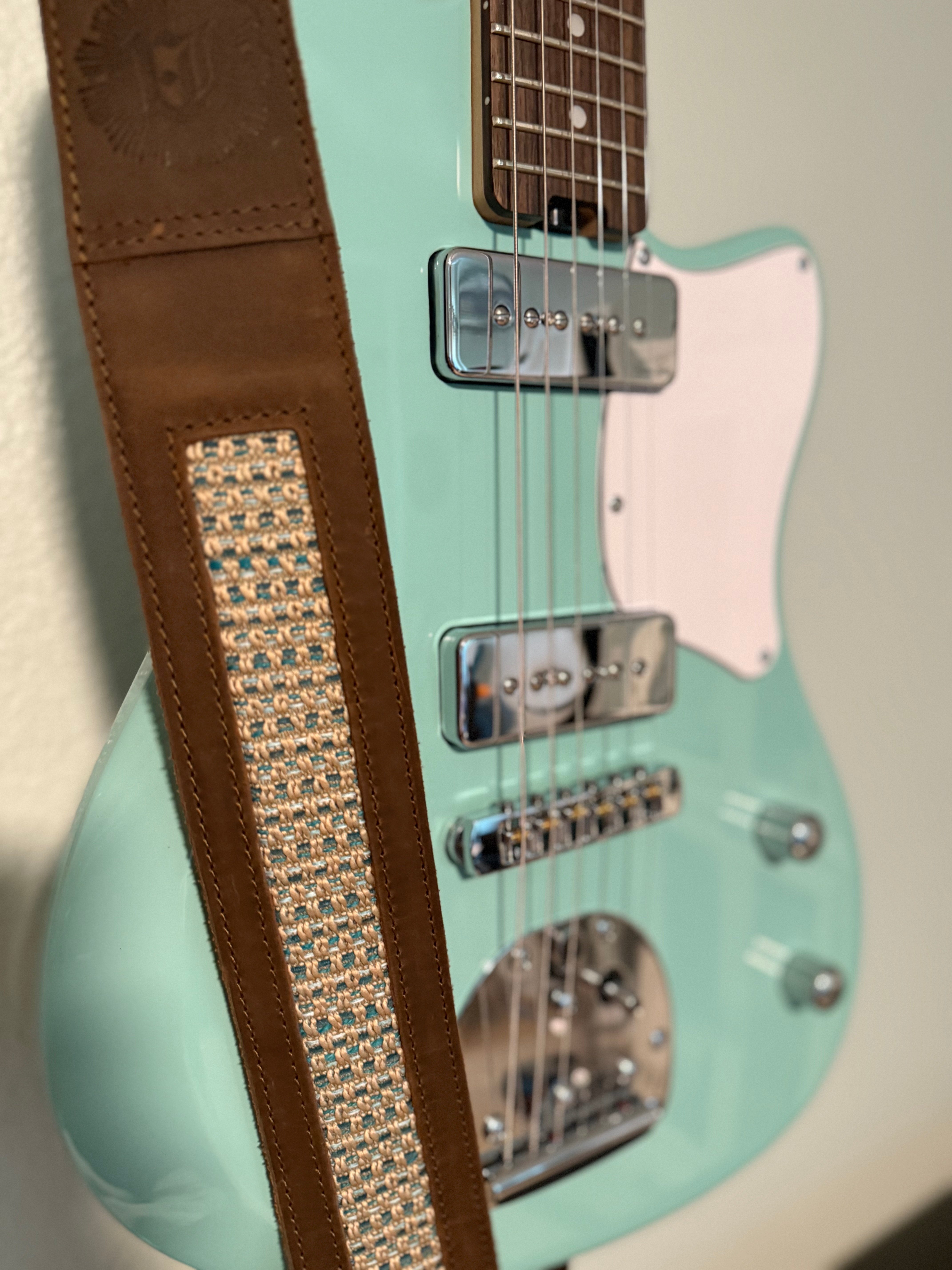 Aquarius - Whiskey Brown Leather Guitar Strap - Numbered Limited Edition