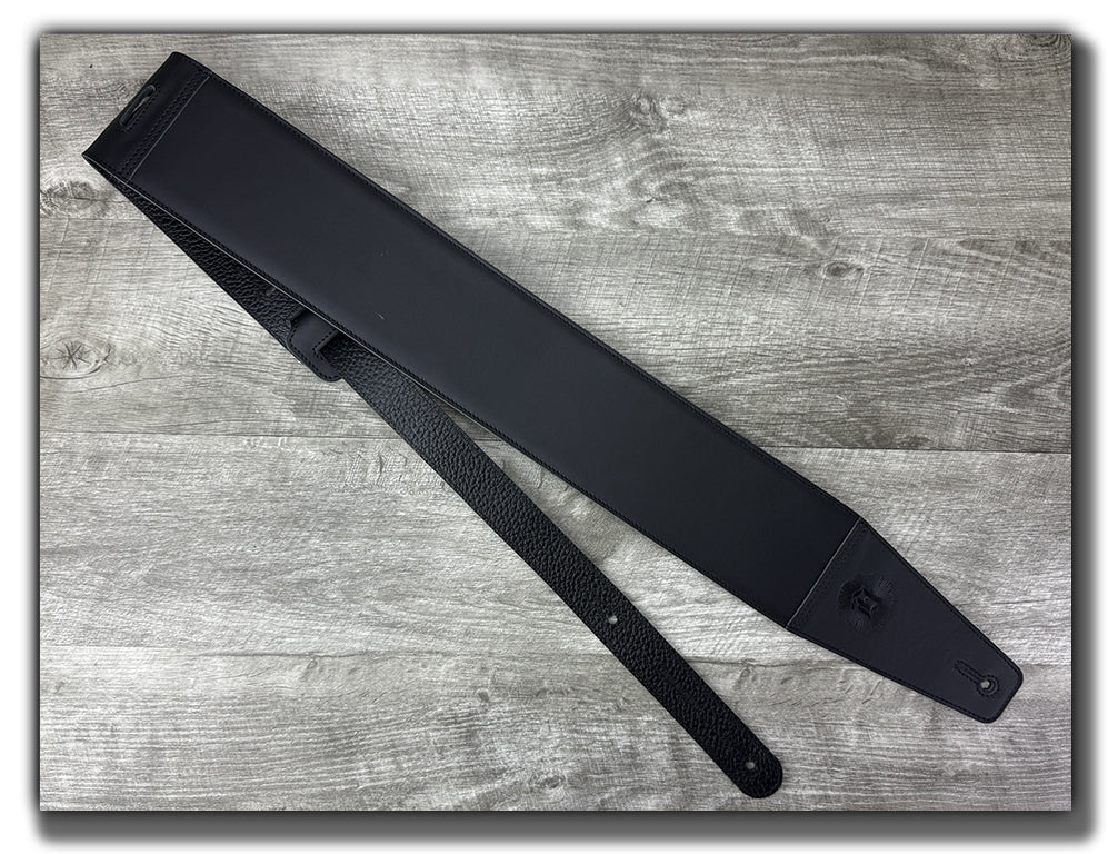 The Reticent - Carbon Black Leather Guitar Strap