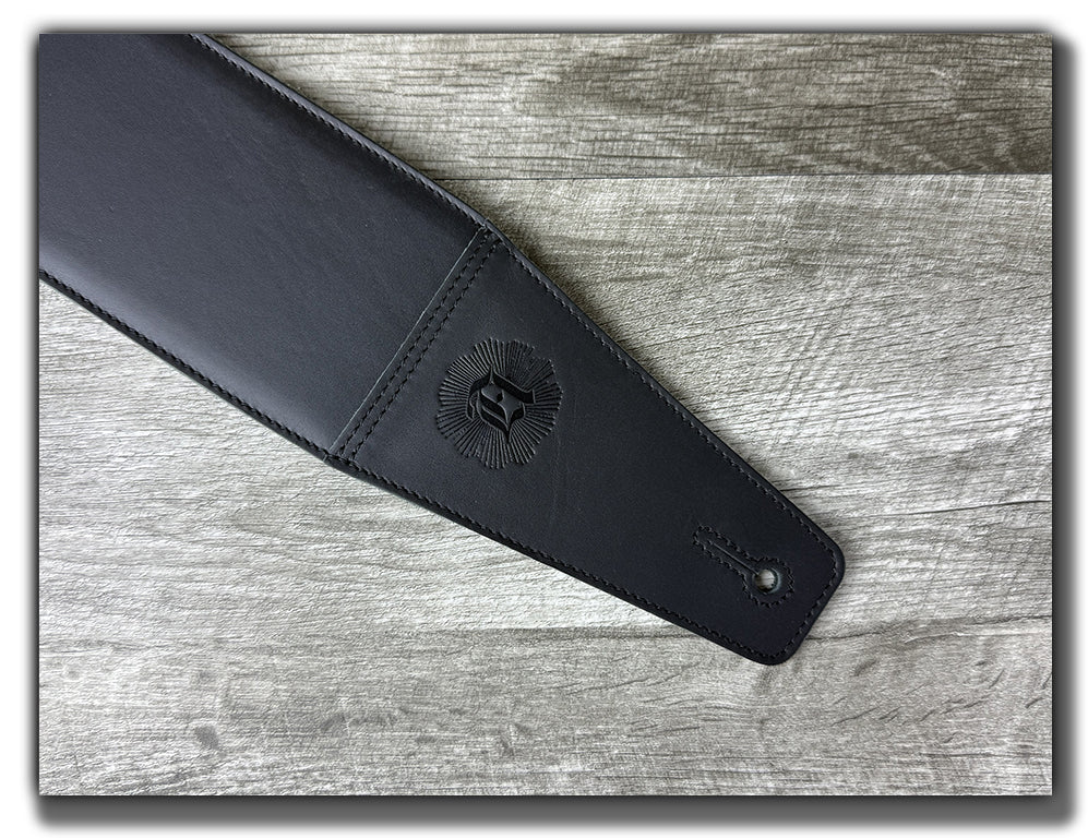 The Reticent - Carbon Black Leather Guitar Strap