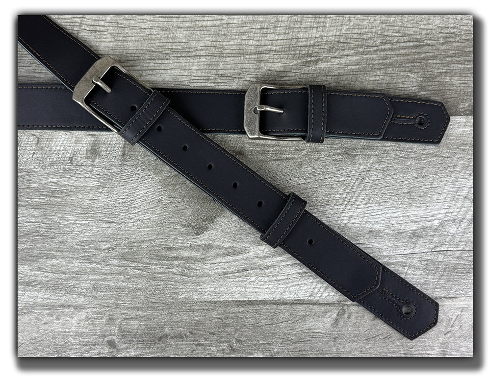 Baldric - Carbon Black Leather Guitar Strap with Buckles