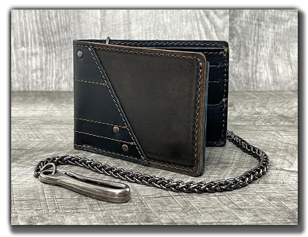 Chain Wallet with Guitar Pick Slots (With or Without Chain) - Carbon Black/Whiskey Brown