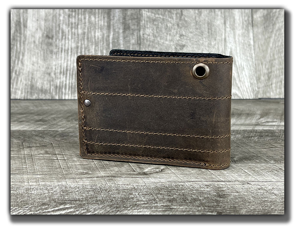 Chain Wallet with Guitar Pick Slots (With or Without Chain) - Whiskey Brown/Carbon Black