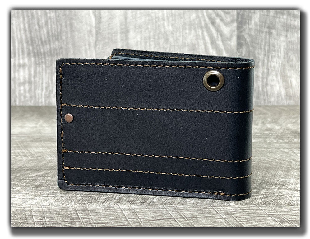 Chain Wallet with Guitar Pick Slots (With or Without Chain) - Carbon Black/Whiskey Brown