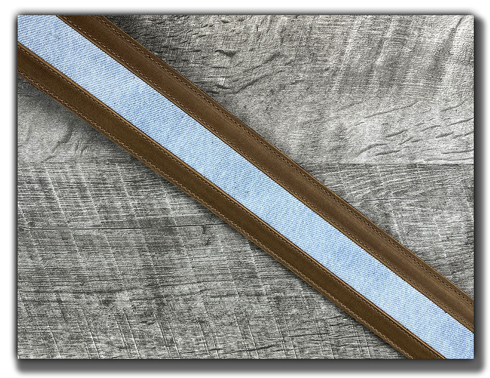 Denim- Tobacco Leather Guitar Strap - Numbered Limited Edition
