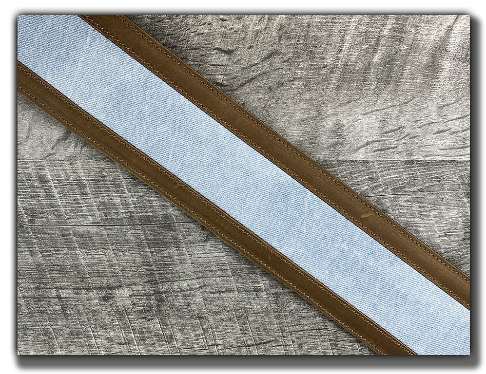Denim- Tobacco Leather Guitar Strap - Numbered Limited Edition