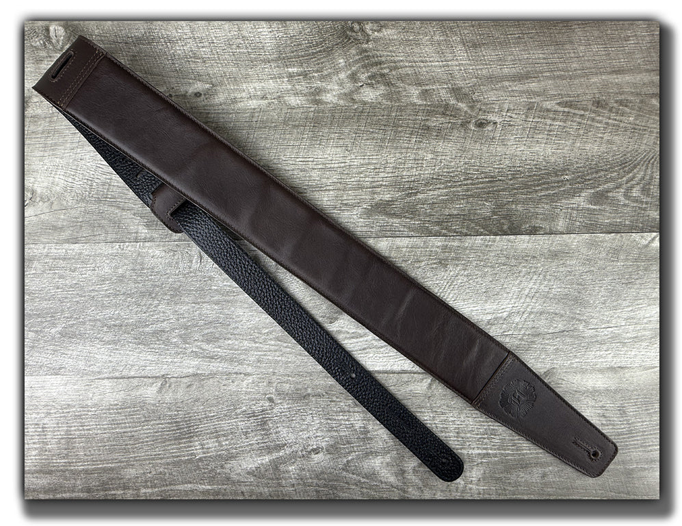 The Reticent - Espresso Veg Tan Leather Guitar Strap